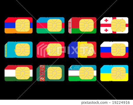 SIM cards represented as flags of countries 19224916