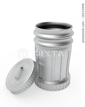 Opened metallic trash can with lid Opened metallic trash can with lid 19224948
