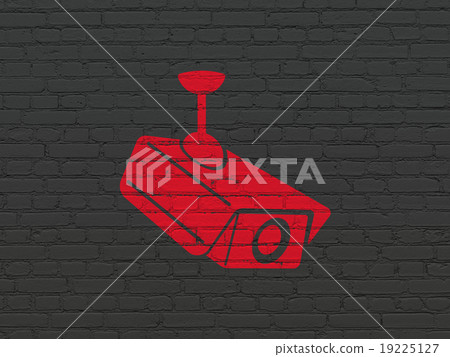 Safety concept: Cctv Camera on wall background 19225127