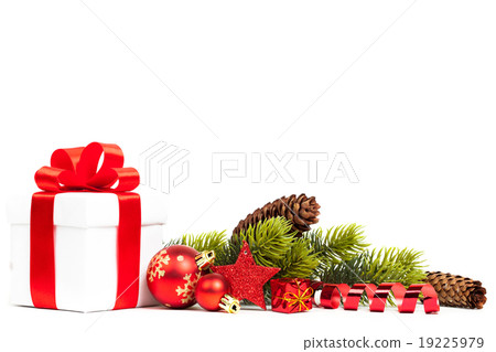 christmas gift with red balls bow christmas gift with red balls bow 19225979