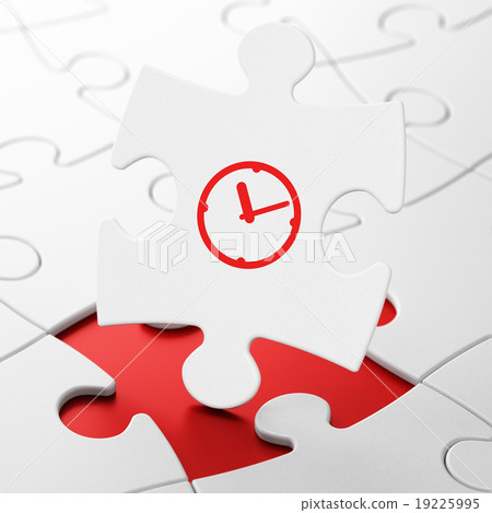Time concept: Clock on puzzle background Time concept: Clock on puzzle background 19225995