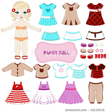 Paper doll with clothing set. Paper doll with clothing set. 19226018