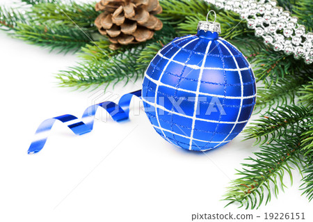 Christmas ball and fir branches with decorations 19226151