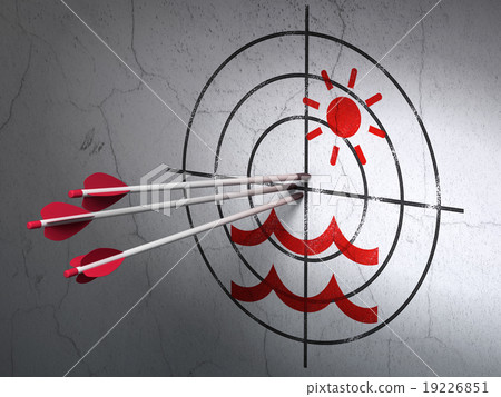 Tourism concept: arrows in Beach target on wall 19226851