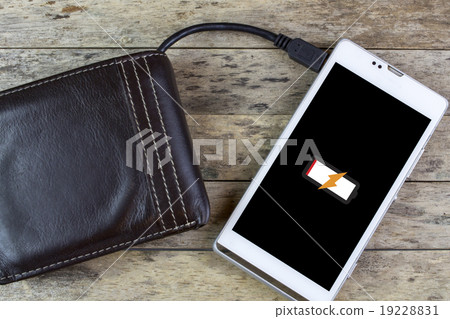 wallet with energy charge, charging smartphone 19228831
