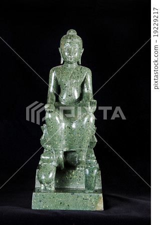 Jade sculpture of buddha isolated on black 19229217