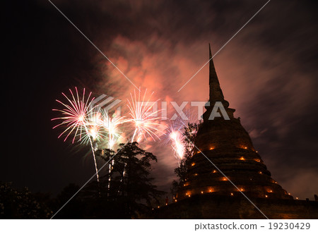 Fireworks in Loy Krathong festival at Sukhothai  19230429