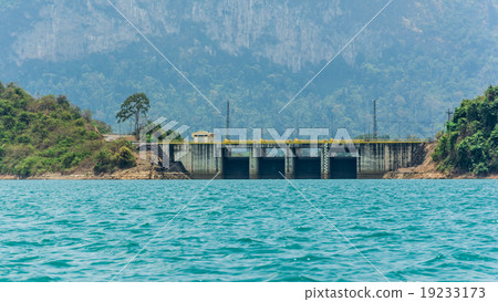Flood gate at Cheow Lan Dam Surat Thani Thailand. 19233173