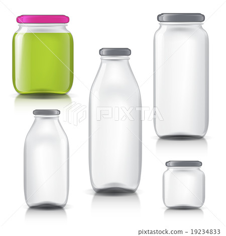 Glass bottles empty transparent set. Template of Glass bottles empty transparent set. Template of 19234833