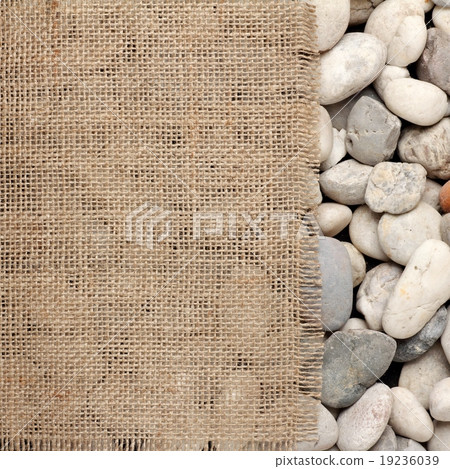 texture of  Burlap fray on river rock 19236039