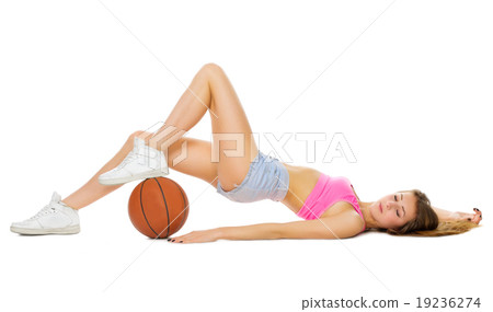 Young girl with basketball ball Young girl with basketball ball 19236274