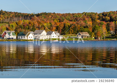 Autumn landscape and cabins in Elmore state park 19236840