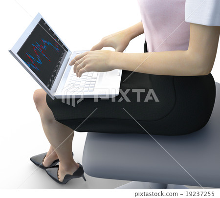 A woman using a personal computer perming3DCG Illustration material 19237255