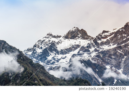 Snow mountain with fog , Lachen North Sikkim India 19240190