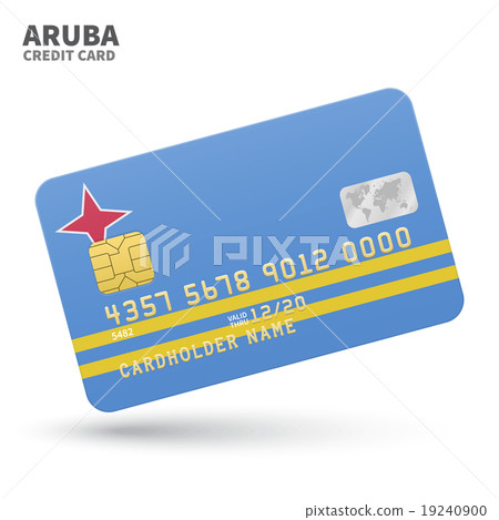 Credit card with Aruba flag background for bank 19240900