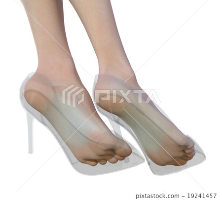 Foot care image Foot in transparent shoe perming3DCG Illustration material 19241457