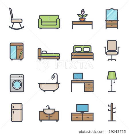 Furniture bold stroke vector color icon Furniture bold stroke vector color icon 19243735