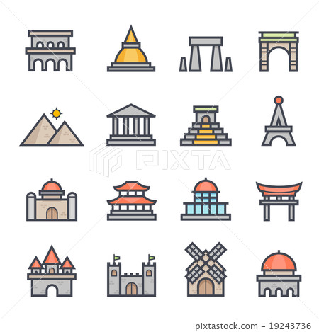 Landmark bold stroke vector color icon Landmark bold stroke vector color icon 19243736