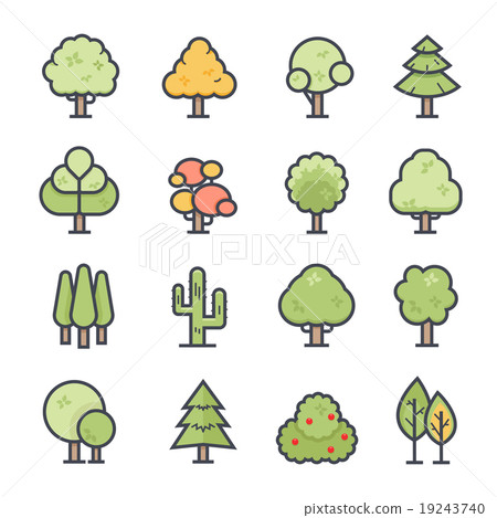 Tree bold stroke vector color icon 19243740
