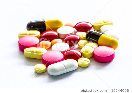 all pills shape on white background 19244096