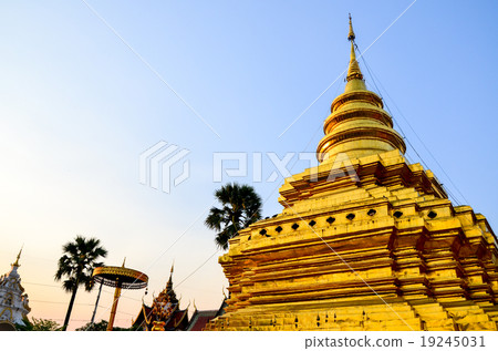 Golden Pagoda in a temple thailand Golden Pagoda in a temple thailand 19245031