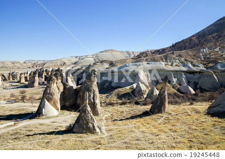 Mushroom rocks in the Turkish · Cappadocia Pasabaver district Mushroom rocks in the Turkish · Cappadocia Pasabaver district 19245448