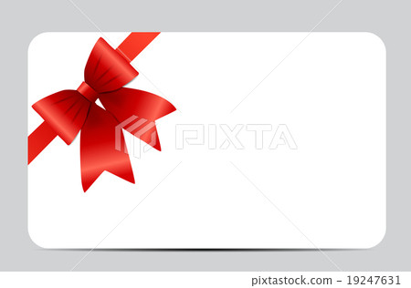 Gift Card with Red Ribbon and Bow. Vector 19247631