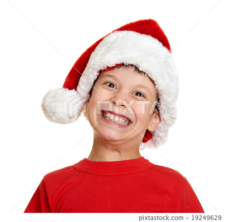 winter holiday christmas - boy in santa hat  19249629