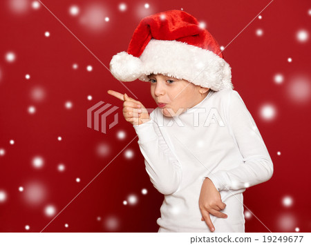 winter, child,  christmas concept - happy girl 19249677
