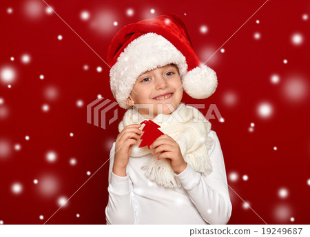 winter, child,  christmas concept - happy girl 19249687