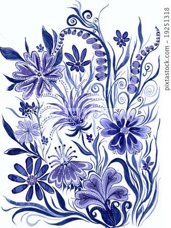 flower background blue toned - watercolor painting on paper flower background blue toned - watercolor painting on paper 19251318