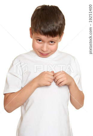 grimacing face boy portrait, teenager closeup 19251400