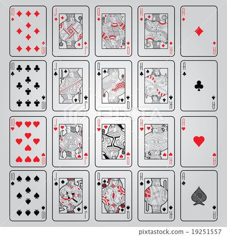 Set of playing cards vector: Ten, Jack, Queen, King, Ace Stock Vector by  ©rlmf.net 92459204