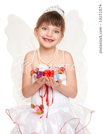 lost tooth child dressed as tooth fairy with gifts lost tooth child dressed as tooth fairy with gifts 19251874