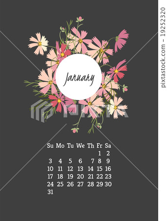 Calendar for 2016 with cosmos flower Calendar for 2016 with cosmos flower 19252320