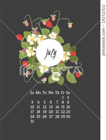 Calendar for 2016 with flowers strawberry Calendar for 2016 with flowers strawberry 19252322