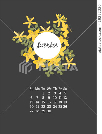 Calendar for 2016 with flowers Saint-John's-wort Calendar for 2016 with flowers Saint-John's-wort 19252326