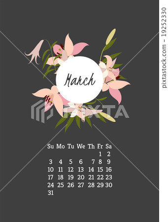 Calendar for 2016 with flowers lily Calendar for 2016 with flowers lily 19252330