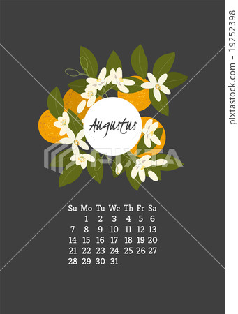 Calendar for 2016 with flowers orange blossom Calendar for 2016 with flowers orange blossom 19252398