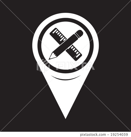 Map Pointer Pencil With Ruler Icon 19254039