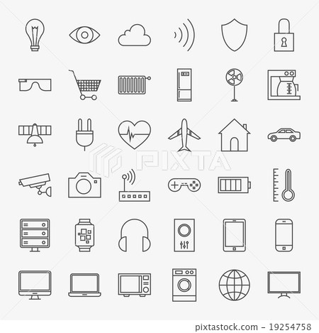 Line Internet of Things Design Icons Big Set - Stock Illustration ...