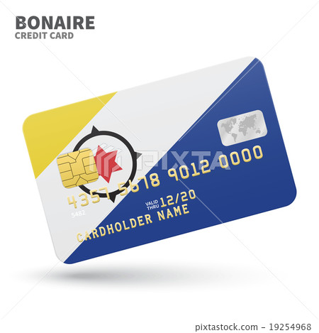 Credit card with Bonaire flag background for bank 19254968