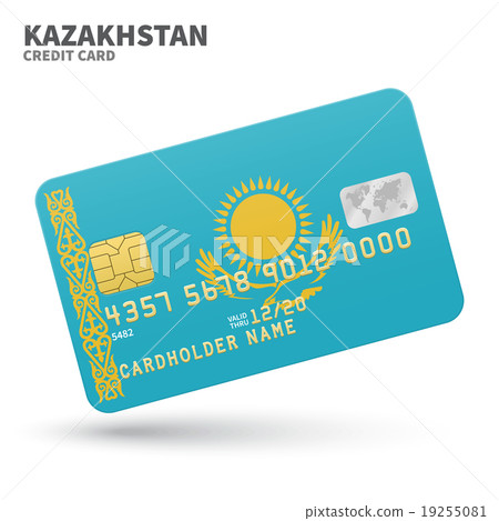 Credit card with Kazakhstan flag background for 19255081
