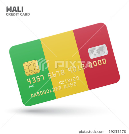 Credit card with Mali flag background for bank 19255278