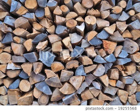 Background of dry chopped firewood logs in a pile. 19255568