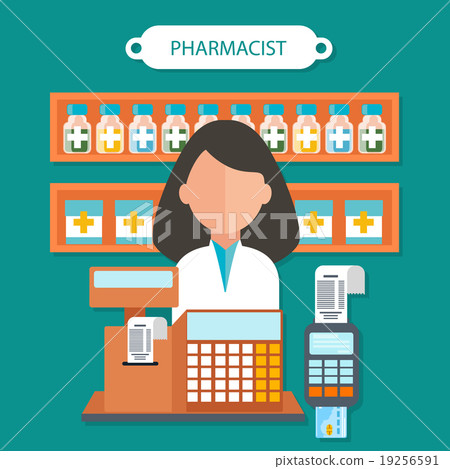 Pharmacist Concept Flat Design Pharmacist Concept Flat Design 19256591