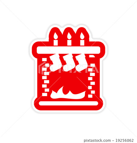 paper sticker on white background Christmas 19256862