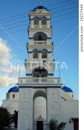 church from perissa on greece santorini island 19257484