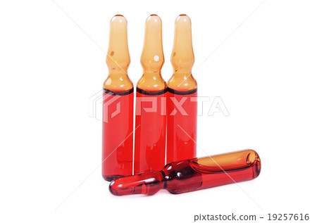 Ampoule with medicine isolated on a white  19257616