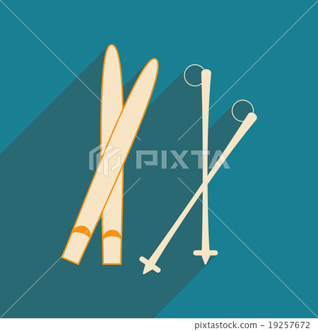 Flat with shadow icon and mobile applacation skis 19257672